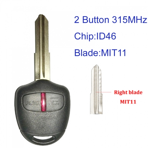MK350016 2 Button 315MHz Head Key Remote for M-itsubishi L200 Shogun Lancer OUTLANDER Auto Car Key Fob with ID46 Chip MIT11 Blade