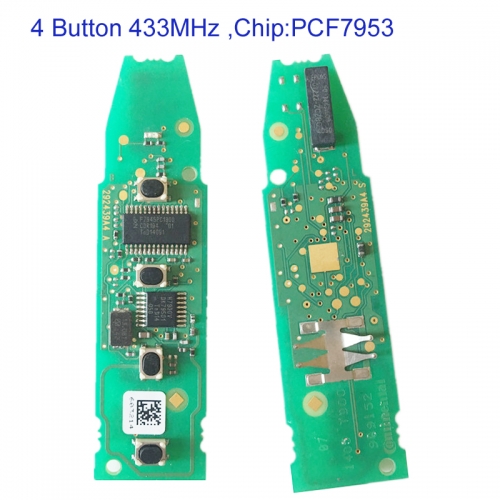 MK470016 4 Button 433MHz Smart Key Remote Control PCB for P-orsche Auto Car Key Fob Chip Keyless Go with PCF7953 Chip