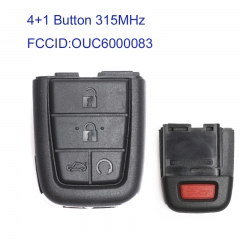 MK280046 4+1 Button 315MHz Remote Key for Chevrolet P-ontiac G8 2008-2009 OUC6000083 Car Key Fob Remote
