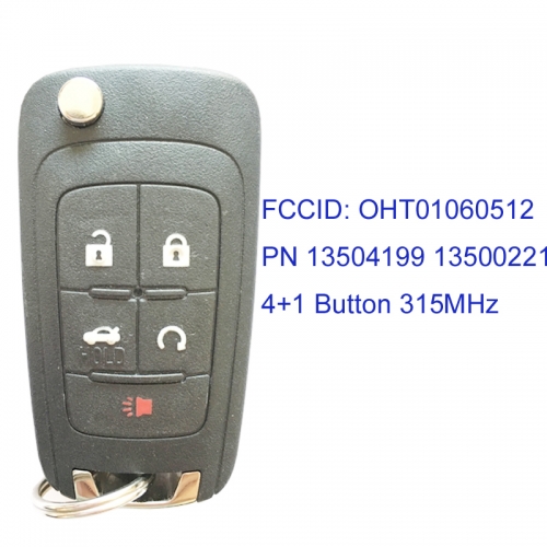 MK280035 4+1 Button 315MHz Flip Remote Key for Chevrolet Cruze 2011-2016 PN 13504199 13500221 Car Key Fob Remote