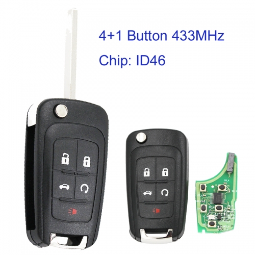MK280032 4+1 Button 433MHz Flip Key for Chevrolet Cruze 2010-2014 Car Key Fob Remote Control with ID46 Chip