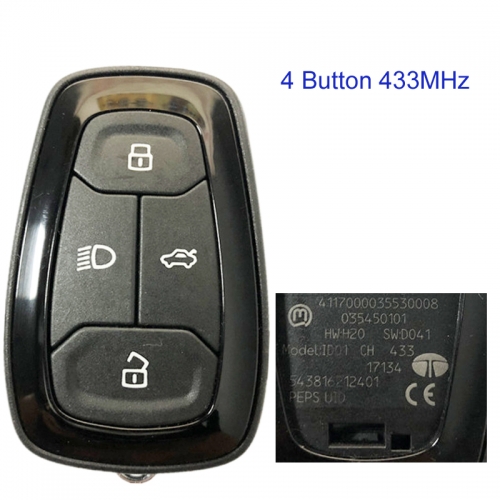 MK400001 4 Button 433MHz Smart Key Remote for Tata Nexon Auto Car Key Fob keyless Go