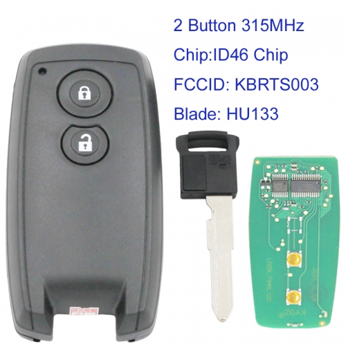 MK370024 2 Button 315MHz Key Remote Control for S-uzuki Swift SX4 Grand Vitara KBRTS003 Auto Car Key Fob with ID46 Chip HU133 Blade