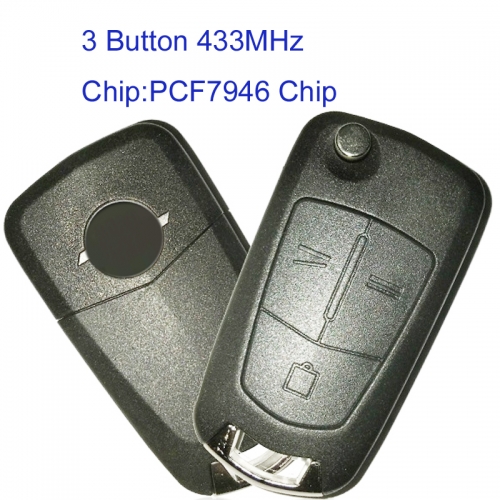 MK460008 3 Button 433MHz Flip Key Remote Control  for Vauxhall Opel Vectra C Signum Auto Car Key Fob with PCF7946 Chip
