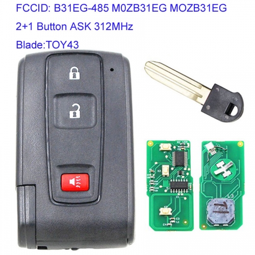 MK190175  2+1 Button ASK 312MHz Smart Key for T-oyota Auto Car B31EG-485 M0ZB31EG MOZB31EG Keyless Go