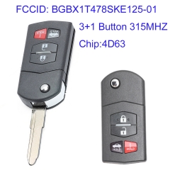 MK540026 3+1 Button 315MHZ Flip Key for Mazda 2 3 5 CX-7 CX-9 2007-2015 Remote Auto Car Key Fob With 4D63 Chip BGBX1T478SKE125-01