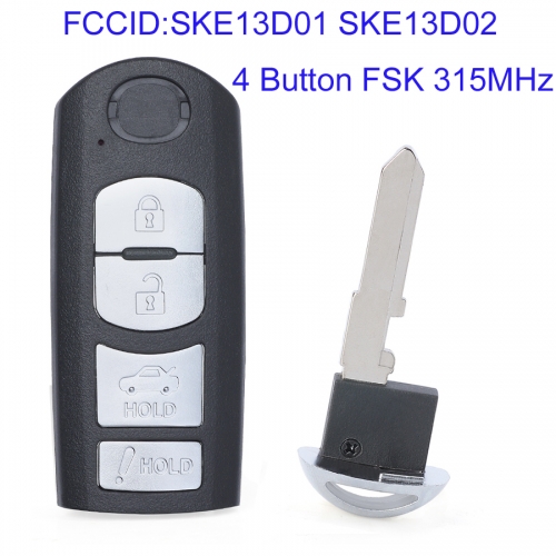 MK540036 4 Button FSK 315MHz Smart Key Control for Mazda 3 6 Miata 2013-2016  CX5 CX9 Remote Auto Car Key Fob SKE13D01 SKE13D02