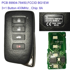 MK490019  3+1 Button 433MHz Smart Key for Lexus NX200T NX300H keyless Car Key Fob Remote Control with 8A Chip PCB 89904-78450,BG1EW