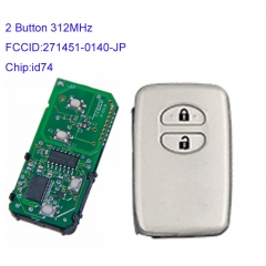 MK190192 2 Button 312MHz Smart Key for T-oyota Auto Car Key Fob 271451-0140-JP Smart Card with ID74 Chip