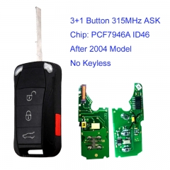 MK470031 3+1 Button 315MHz ASK Flip Key for P-orsche  Cayenne 2004 2005 2006 2007 2008 2009 2010 2011 After 2004 with PCF7946A Chip