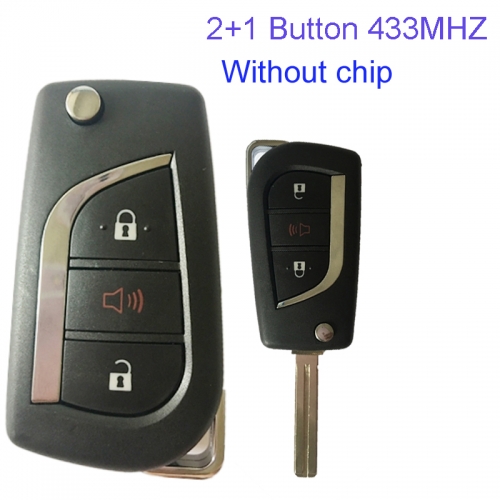 MK190104 2+1 Button 433MHZ Flip Remote Key for T-oyota Corolla RAV4 without chip Auto Car Key Fob