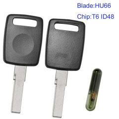 MK090059 Black Head Key Transponder Key Remote Control with HU66 Blade for A-udi with T6 ID48 chip