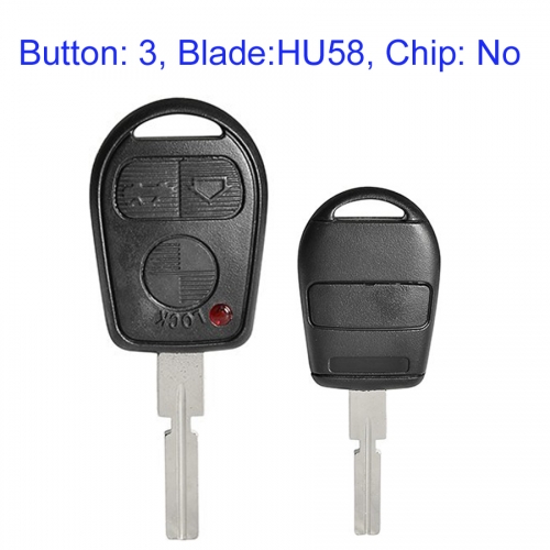 FS110010 3 Button Remote Key Shell House Cover Head Key for BMW EWS Car Key Replacement without chip with HU58 Blade