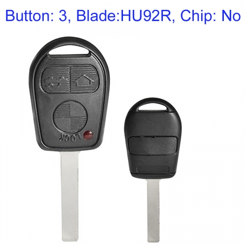 FS110011 3 Button Remote Key Shell House Cover Head Key for BMW EWS Car Key Replacement without chip with HU92R Blade