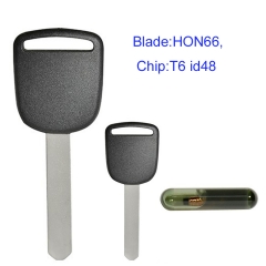 MK180139 Transponder Key Remote Control Head Key for H-onda Auto Car Key Replacement with T6 id48 Chip HON66 Blade
