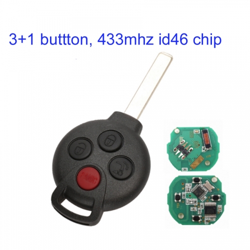 MK100042 3+1 Button 433mhz With  ID46 Chip Smart Key for Benz Smart Smart Fortwo 451 2007 2008 2009 2010 2011 2012 2013