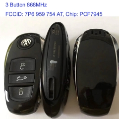 MK120093 3 Button 868MHz Smart Key Remote Control for VW Tounreg Auto Car Key Fob Keyless Go 7P6 959 754 AT with PCF7945 Chip