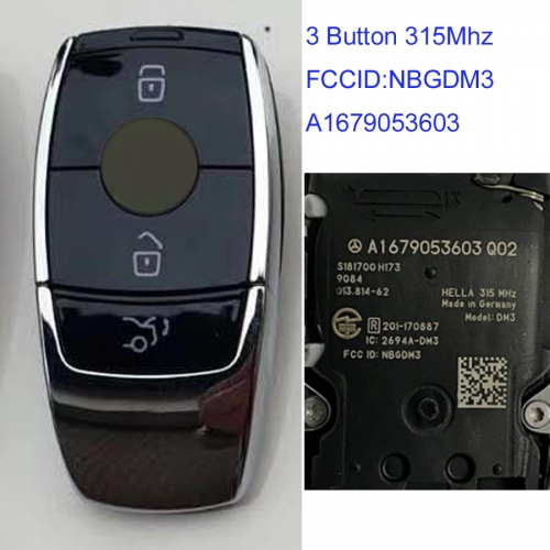 MK100046 Original 3 Button 315Mhz Smart Key Remote Control for M-ercedes B-enz E- Class Auto Car Key Fob NBGDM3 A1679053603