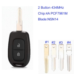 MK230043 2 Button 434MHz Flip Key Remote Control for R-enault Sandero Dacia Auto Car Key Fob with Blade NSN14