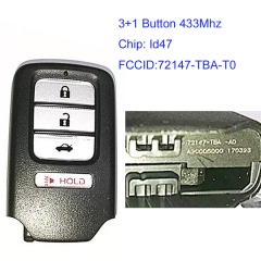 MK180151 3+1 Button 433Mhz Remote Key Smart Key for H-onda Civic 2016-2017 Auto Car Key 72147-TBA-T0 id47 Chip