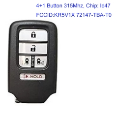 MK180148 4+1 Button 315Mhz Smart Key for H-onda O-dyssey EXL 2014 - 2017 Car Key KR5V1X 72147-TBA-T0 ID47 Chip 72147-TK8-A81 A2C80084600, KR51VX