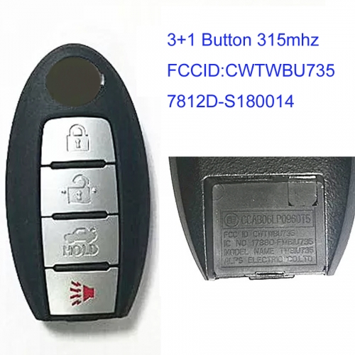 MK210090 3+1 Button 315mhz Smart Key for N-issan Sentra 2007 - 2012 Auto Car Key Fob CWTWBU735 7812D-S180014 285E3-EW81D