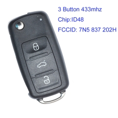 MK120091 3 Button 433MHZ Flip Remote Control Key for VW Seat Altea ID48 Chip 7N5 837 202H Folding Key Fob