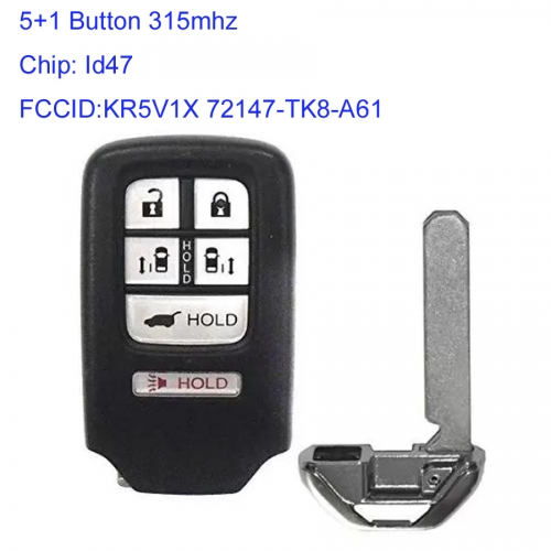 MK180146 5+1 Button 315mhz  Smart Key for H-onda Oddessy 2014 - 2017 Auto Car Key KR5V1X 72147-TK8-A61 ID47 Chip 72147-TK8-A51 A2C83158300