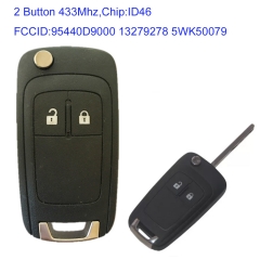 MK420006 2 Button 433Mhz Flip Key Remote for Vauxhall Opel 95440D9000 13279278 5WK50079 Auto Car Key Fob with ID46 Chip