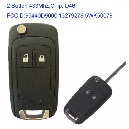 MK420006 2 Button 433Mhz Flip Key Remote for Vauxhall Opel 95440D9000 13279278 5WK50079 Auto Car Key Fob with ID46 Chip