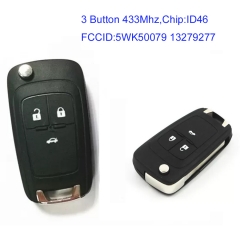 MK420007 3 Button 433Mhz Flip Key Remote for Vauxhall Opel 5WK50079 13279277 Auto Car Key Fob with ID46 Chip
