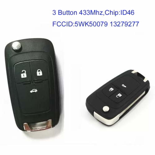 MK420007 3 Button 433Mhz Flip Key Remote for Vauxhall Opel 5WK50079 13279277 Auto Car Key Fob with ID46 Chip