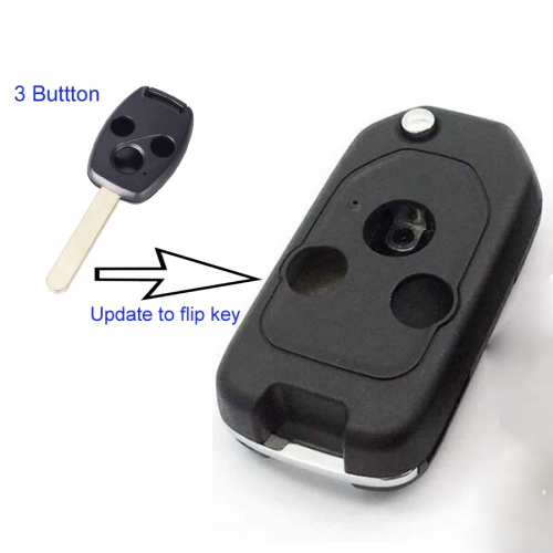 FS180008 3 Button Head Key Updated to Flip key Control Shell Case  for H-onda Fit  Auto Car Key Replacement