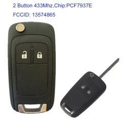 MK420002 2 Button 433Mhz Flip Key Remote for V-auxhall Auto Car Key Fob 13574865 with PCF7937E Chip