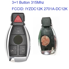 MK100039  3+1 Button 315Mhz Keyless Go Smart Key for Mercedes Benz IYZDC12K 2701A-DC12K Keyless Entry Fob  HU64 FBS4