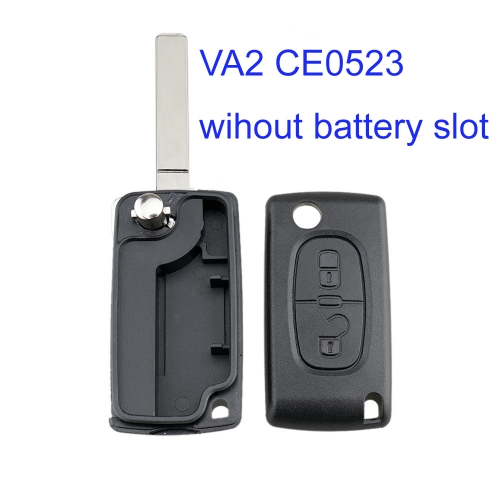 FS240018 2 Button Flip Key Shell Cover for P-eugeot  C-itroen Auto Car Key Blade Replacement  VA2 CE0523  without Battery Slot