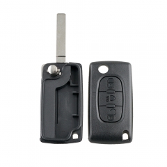 FS240012 3 Button Flip Key Shell Cover for P-eugeot  C-itroen Auto Car Key Blade Replacement VA2 CE0523 without Battery Slot