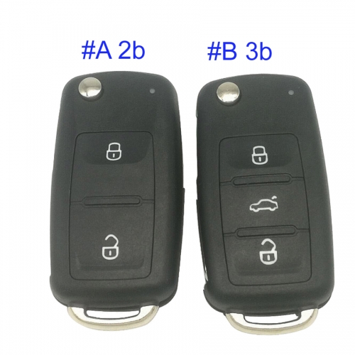 FS120014 2/3 Button Flip Folding Key Shell Cover Case for VW Auto Car Key Replacement with Blade