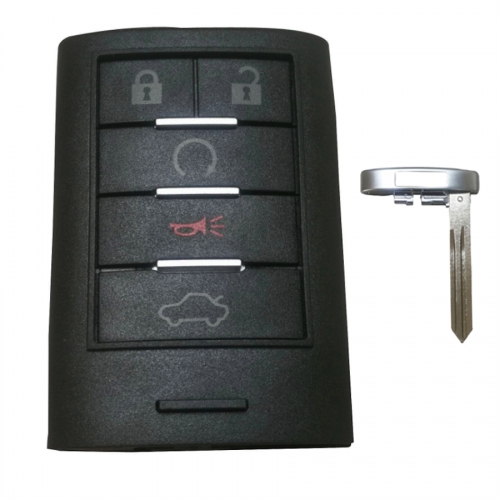 FS340013 4+1 Button Smart Key Remote Key Shell Case Cover for C-adillac Auto Car Key Shell Replacement with Blade