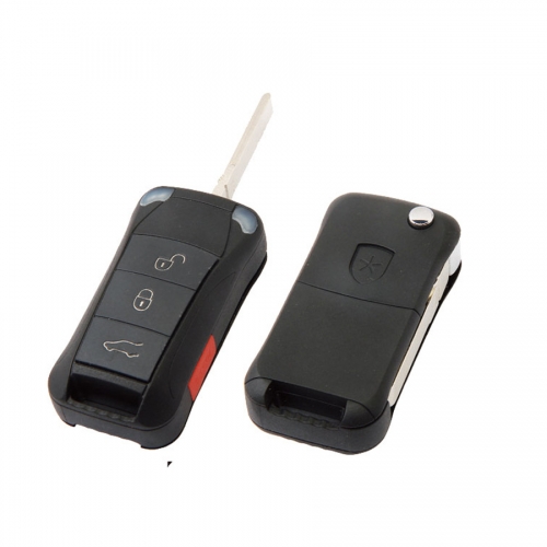 FS470008 3+1 Button Flip Key Remote Key Shell Case Cover for P-orsche Auto Car Key Replacement