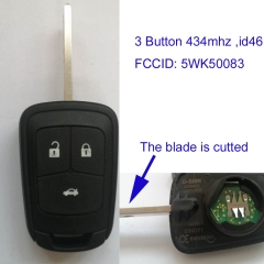 MK460016 3 Button 433Mhz Head Key Remote Control for Opel Auto Car Key Fob 13574860 5WK50083 with ID46 Chip