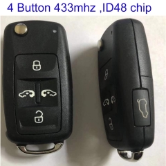 MK120096 4 Button 433mhz Flip Key for VW Key Remote Control With ID48 Chip Auto Car Key No Keyless Go