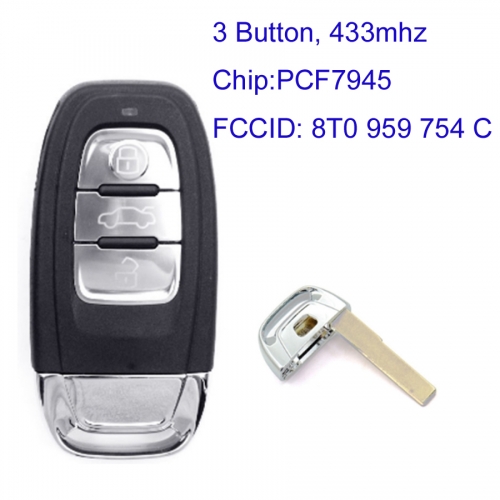 MK090064 3 Button 434MHz Remote Key for Audi  A4L Q5 S4 A4 A5 S5 8T0 959 754 C Auto Car Key
