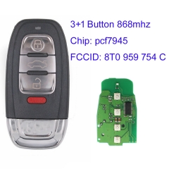 MK090066 3+1 Button 868MHz Remote Key for Audi  A4L Q5 S4 A4 A5 S5 8T0 959 754 C Auto Car Key PCF7945  Chip
