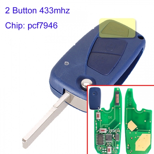 MK330027 Blue 3 Button 433mhz Flip Remote Key for Fiat 500 with PCF7946 Folding Car Key