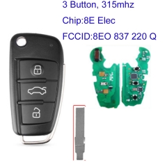 MK090065 3 Button 315MHz Flip Key with id48 Chip for Audi A8 Q7 8EO 837 220 Q Auto Car Key