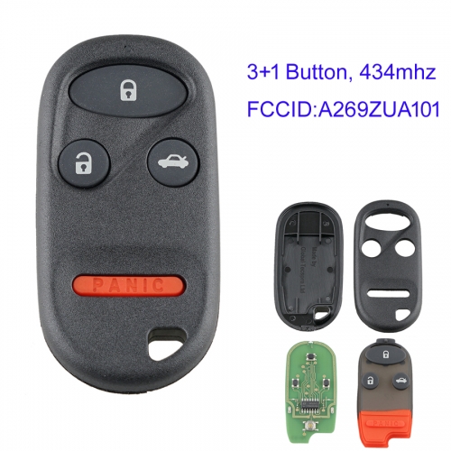 MK180178 3+1 Button 433mhz Remote Key Control for Honda CR-V 1997-2001 Alarm Auto Car Key Replacement A269ZUA101