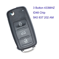 MK120101  3Button 433MHZ Flip Remote Control Key for VW ID48 Chip 5K0 837 202 AM Folding Key Fob