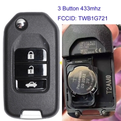 MK180185 3 button Flip Key 433mhz ID47 Chip for H-onda Civic Accord City CR-V Fit Jazz CRIDER Auto Car Keys TWB1G721 Type A