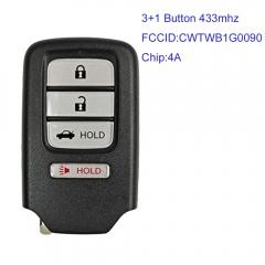MK180188 3+1 Button 433mhz Smart Key for H-ONDA Accord 2018-2019 CWTWB1G0090 Auto Car Key FOB Keyless Go